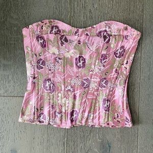 Pretty Little Thing Pink Satin Floral Corset Top
